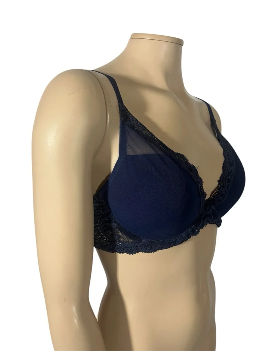 Natori Feather Tshirt Bra Navy Lace Trim Underwire Bra - Women Intimates - Picture 8 of 12